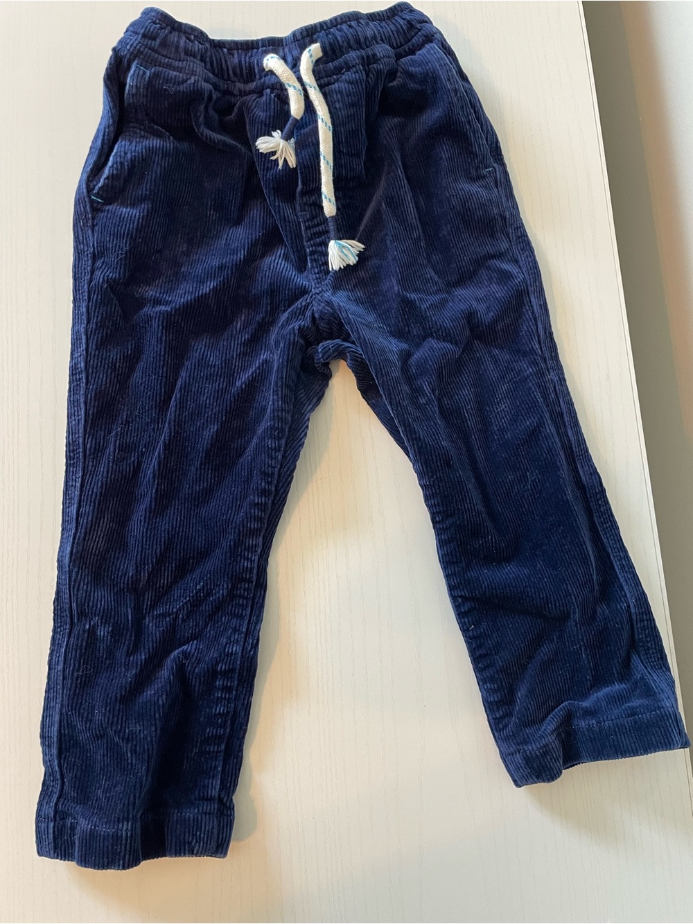 Mini Boden Navy Corduroy Pull On Trousers with Drawstring
